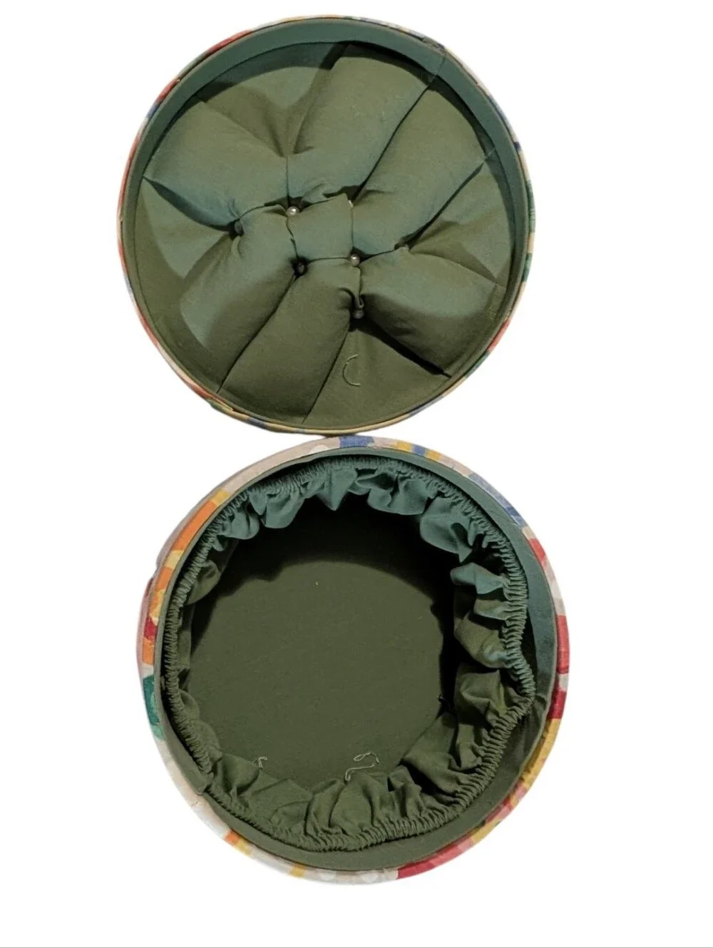 Vintage 1998 Prym-Dritz Floral Sewing Storage Box Round Pincushion Basket